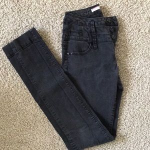 black high-waisted extra long jeans